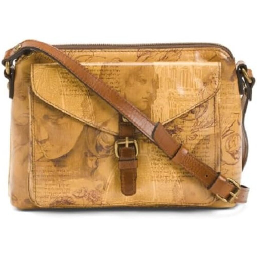 Leather Crossbody Bag Womens Slim Compact Zipper Pocket Adjustable Strap